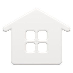 White abstract house. Christmas minimal design with windows and roof