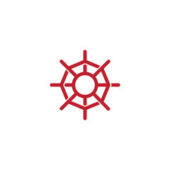 Obraz premium boat ship steering wheel simple linked line logo vector