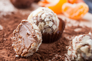 Tasty sweet confectionery on a table.