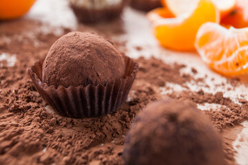 Tasty sweet confectionery on a table.