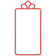 Red openwork frame for smartphone 3d. Gift christmas decoration for digital gadget