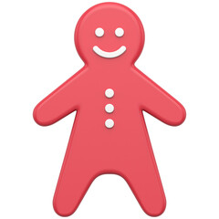 Red gingerbread man 3d. Christmas sweet decoration for new years table