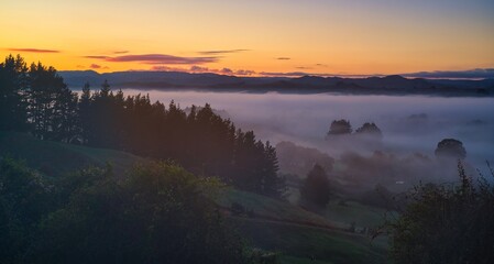 Sunrise over the Mangainatoka Valley, New Zealand