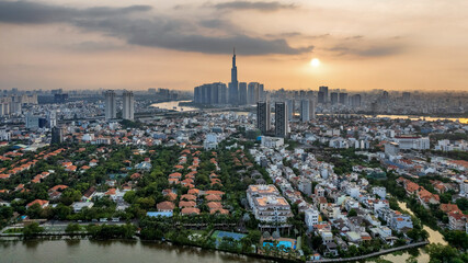 Fototapeta na wymiar Saigon Magical Sunset