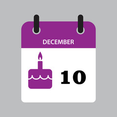 Birthday calendar with cake and candle icon