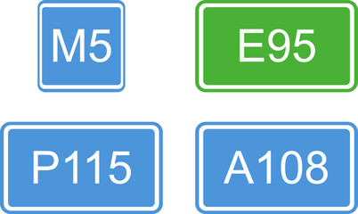 The number assigned to the road. Vector image.