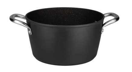 New black saucepan with non-stick surface isolated on white background