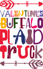 Valentines Buffalo Plaid Truck Quotes Typography Retro Colorful Lettering Design Vector Template For Prints, Posters, Decor