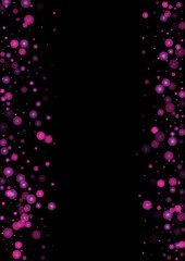 Black Background with Confetti of Glitter Purple Particles. Sparkle Lights Texture. New Year pattern. Light Spots. Star Dust. Explosion of Confetti. Design for Web.