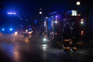 Fire brigade called to a fire in a small town