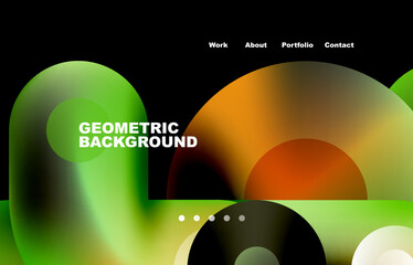 Website landing page abstract geometric background. Circles and round shapes. Web page for website or mobile app wallpaper