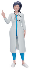 3d render, doctor cartoon character standing. Confident friendly therapist