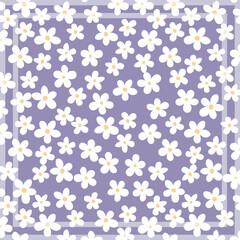 Print for kerchief, bandana, scarf, handkerchief, shawl, neck scarf. Squared pattern with ornament for fabric, textile, silk products. Paisley vector with abstract flowers. Floral folk tracery