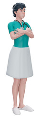Obraz premium 3d render Confident Female Doctor Standing with Arms Crossed