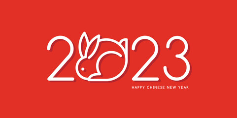 Naklejka na ściany i meble Chinese new year 2023 year of the rabbit - Chinese zodiac symbol, Lunar new year concept, modern background design