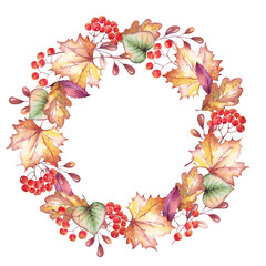 Naklejka na ściany i meble Fall leaves wreath