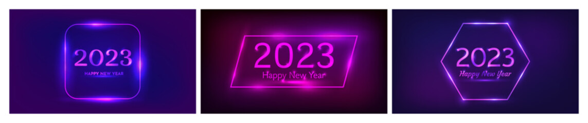 2023 Happy New Year neon background