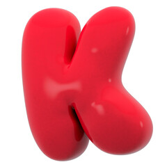 Alphabet K bubble letter illustration in 3D design