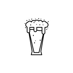 pilsner or beer glass icon with soda and foam on white background. simple, line, silhouette and clean style. black and white. suitable for symbol, sign, icon or logo