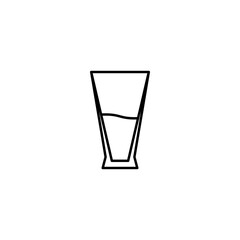 pilsner or beer glass icon with half filled with water on white background. simple, line, silhouette and clean style. black and white. suitable for symbol, sign, icon or logo
