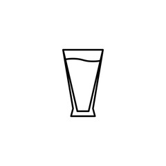 pilsner or beer glass icon with full filled with water on white background. simple, line, silhouette and clean style. black and white. suitable for symbol, sign, icon or logo