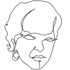 Woman line drawing, Continuous line drawing art, Vector line illustration, Minimalist Black White Drawing Artwork, Black and white vector illustration, Modern continuous line art.