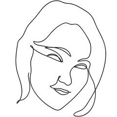 Woman line drawing, Continuous line drawing art, Vector line illustration, Minimalist Black White Drawing Artwork, Black and white vector illustration, Modern continuous line art.