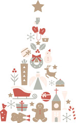 クリスマスモチーフのイラストでクリスマスツリーをイメージしたイラスト　ポスターやポストカードに