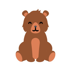 Cute little baby bear. funny smiling animal. colored flat cartoon vector illustration.