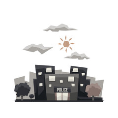 Unique and simple building illustration style for apps interface or games, police office