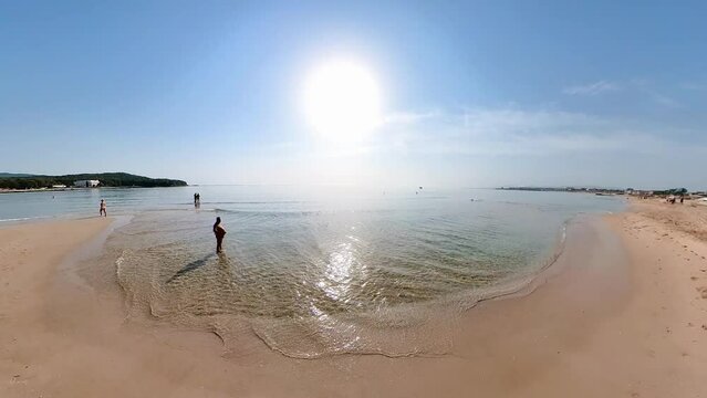 Walk on the Perla Beach near Primorsko resort in Bulgaria