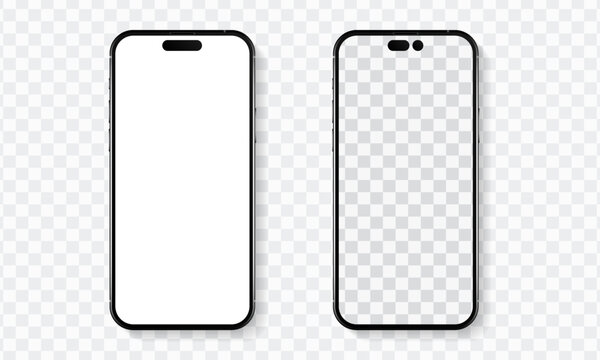 Mockup of new iphone 14 Pro Max with blank screen. Vector illustration.