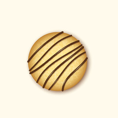 Realistic cookie. Homemade fresh tasty biscuit with cocoa glaze. Yummy cake delicious butter treat