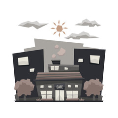 Unique and simple building illustration style for apps interface or games, small cafe house