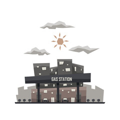 Unique and simple building illustration style for apps interface or games, gas station