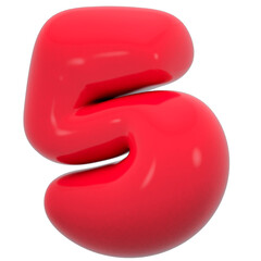 Bubble number five illustration in 3D design