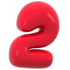 Bubble number two illustration in 3D design