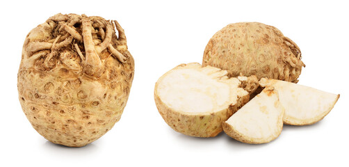 Fresh celery root isolated on white background