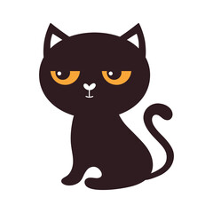 halloween vector illustration of black cat isolated on white