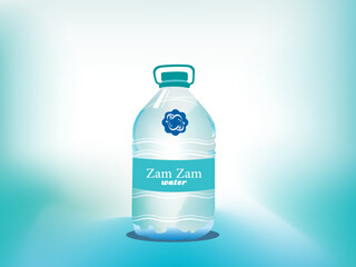 Zamzam bottled water icon (in Arabic text, Muslim holy water). Can be used for social media, posters, brochures and more