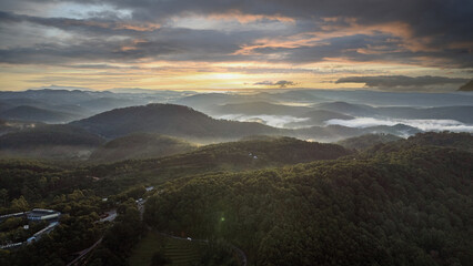 Da Lat Mountains in early morning 