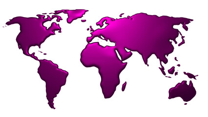 Pink 3D World Map 