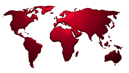 Red 3D World Map 