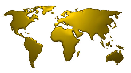 Gold 3D World Map 