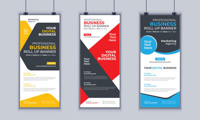Corporate Business Roll up Banner Design, Multipurpose Roll Up Banner Standee Design, Vector Banner Template, Corporate Identity Print Template
