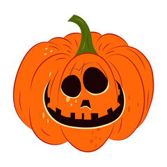 Halloween pumpkin head. Scary face pumpkin. Halloween decoration. 