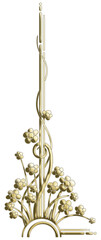 Art Deco golden symbol with flowers. Art Deco style illustration with silhouettes of flowers creating a golden border.