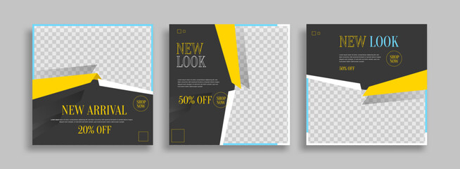 minimal square banner template with geometric shapes for social media post, story and web internet ads. Vector illustration