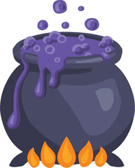 Boiling witch cauldron for halloween or horror movie