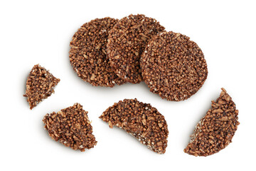 amaranth cookies with carob isolated on white background. Healthy food. Top view. Flat lay